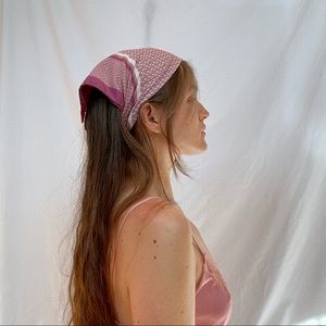 SOLD VTG Tiny Floral Dusty Rose Square Hair Scarf